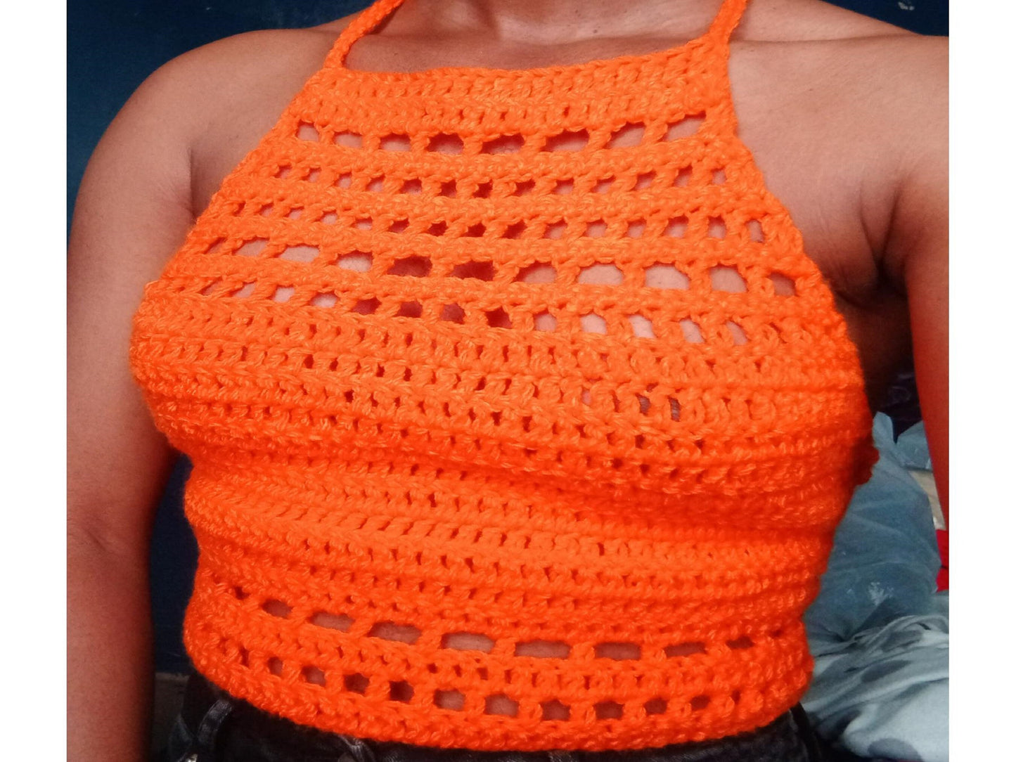 Crochet halter top pattern, Crochet high neck top pattern, Halter top, Crochet criss cross top