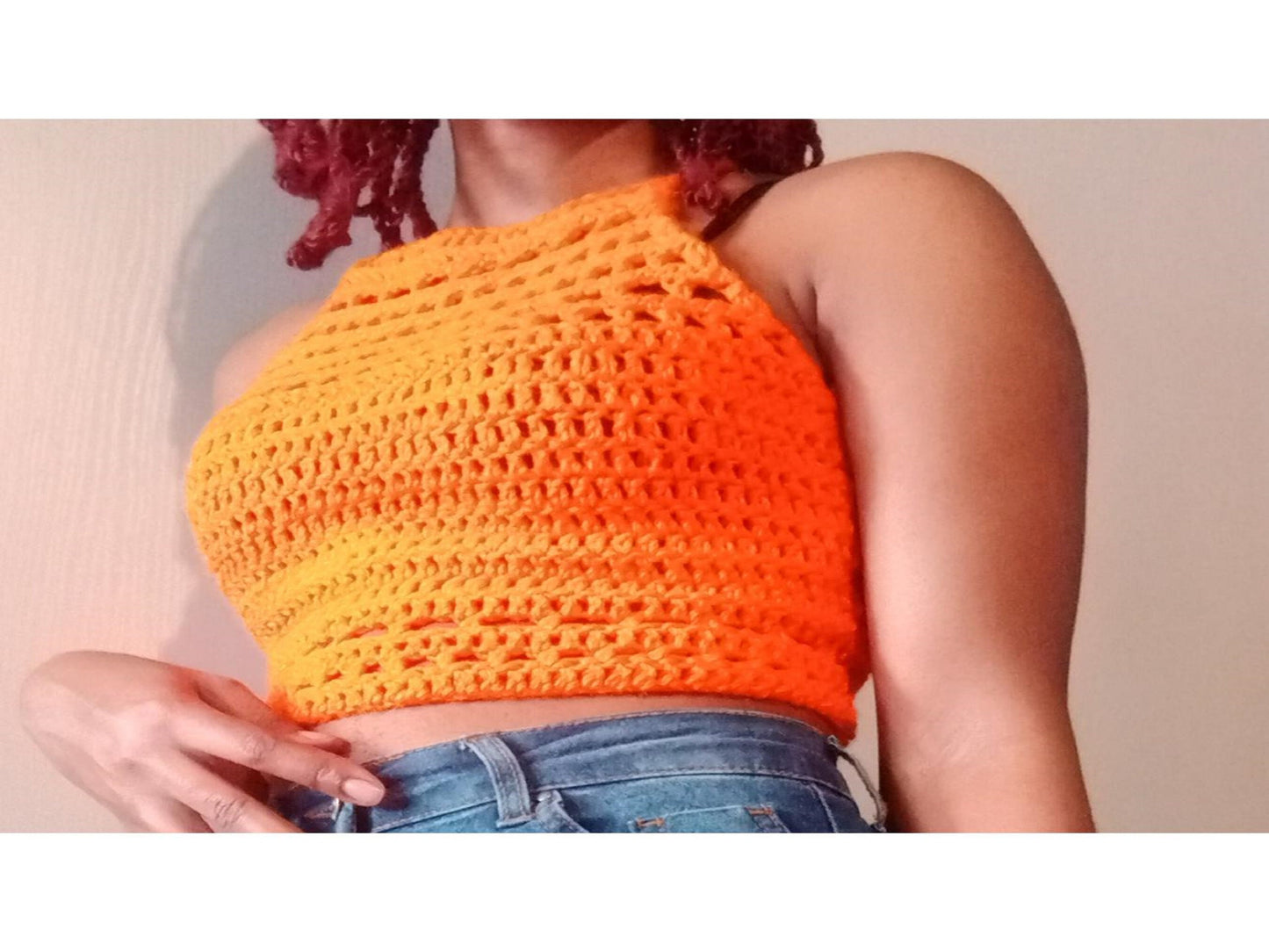 Crochet halter top pattern, Crochet high neck top pattern, Halter top, Crochet criss cross top