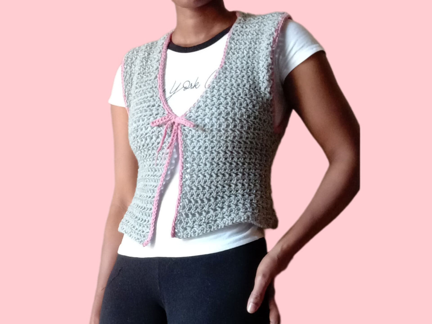 Crochet front tie top pattern, Crochet top, Coquette style