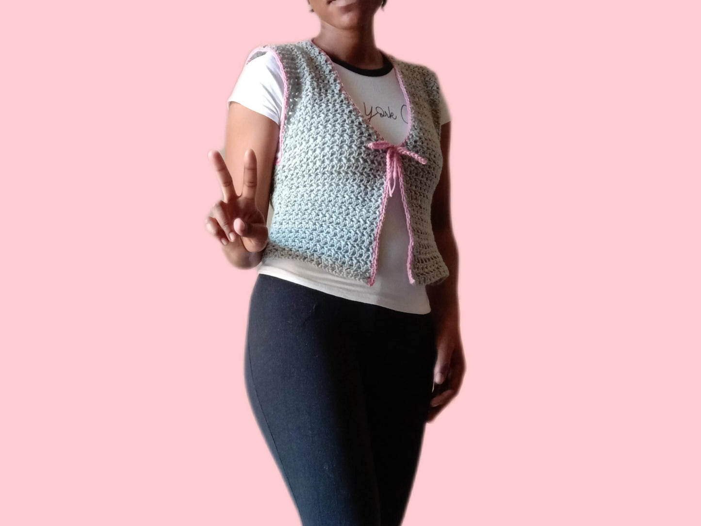 Crochet front tie top pattern, Crochet top, Coquette style