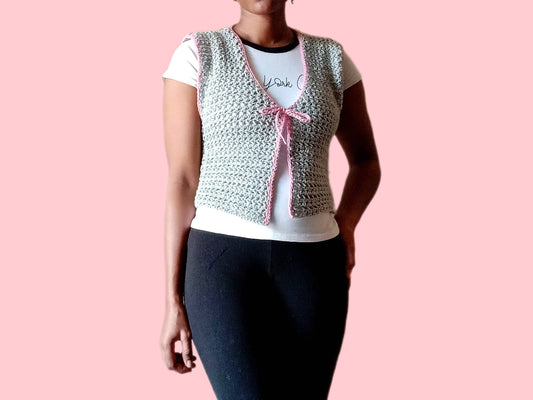 Crochet front tie top pattern, Crochet top, Coquette style