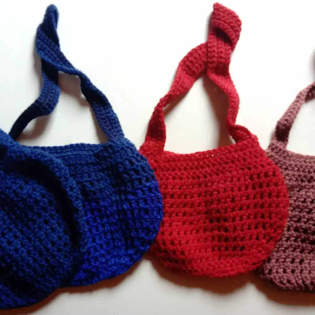 Crochet mesh bag, Fruit & vegetable shopping bag, reusable produce net bag, crochet beach bag