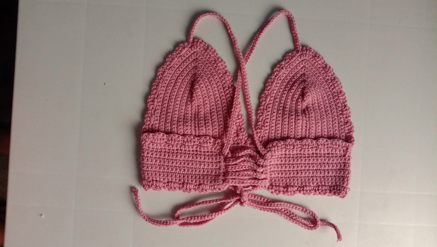 Crochet summer bralette tops with lacy edges